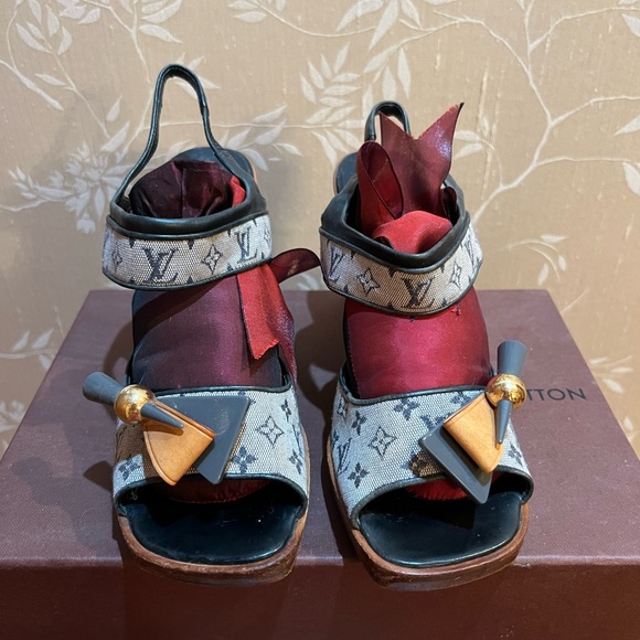 Louis Vuitton Shoes - Louis Vuitton Blue Sling Back Shoe 👠 Wood Heel